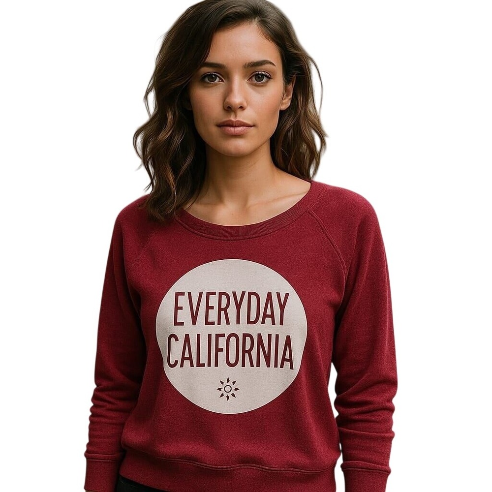 Everyday California La Jolla Burgundy Graphic Sweatshirt Casual‎ Surf Beach  L